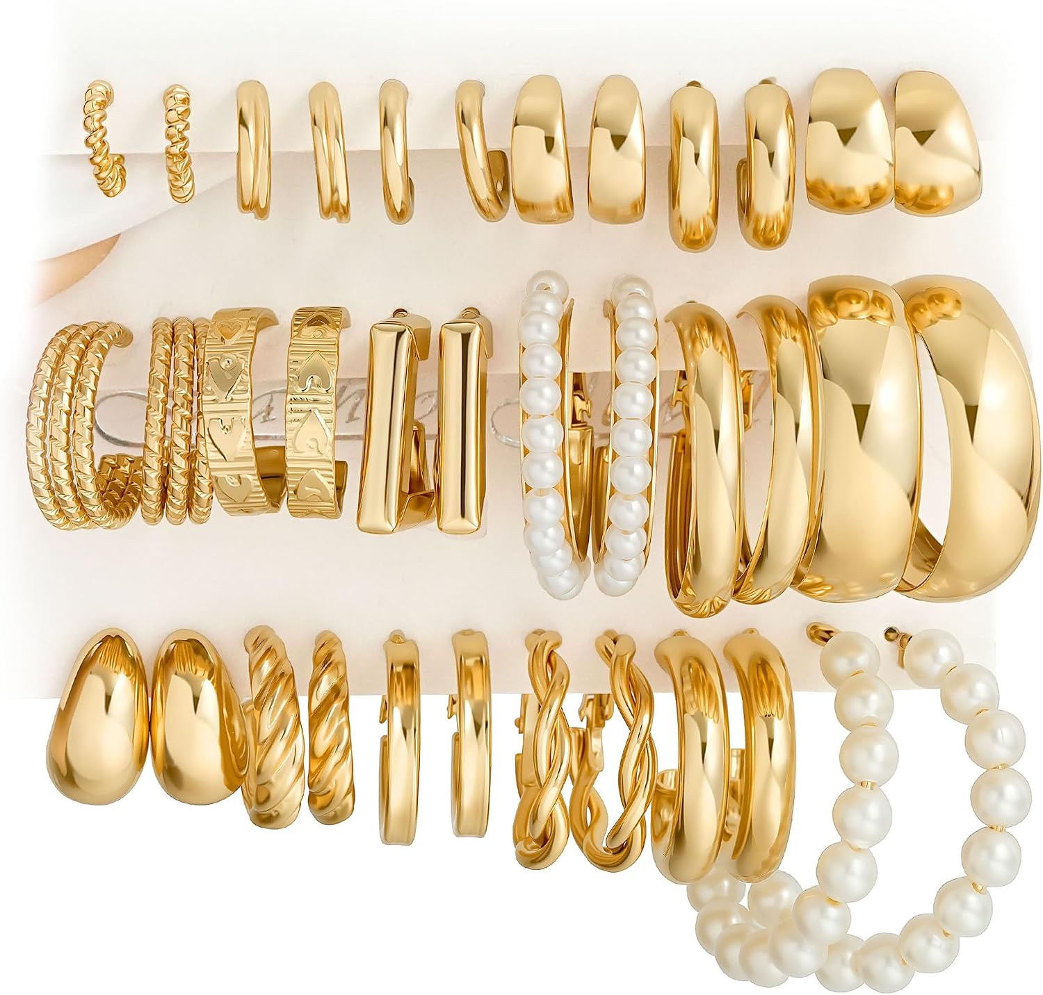 18 Pairs Assorted Gold Finish - Image 14