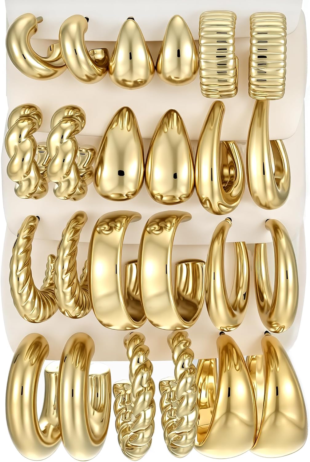 18 Pairs Assorted Gold Finish - Image 13