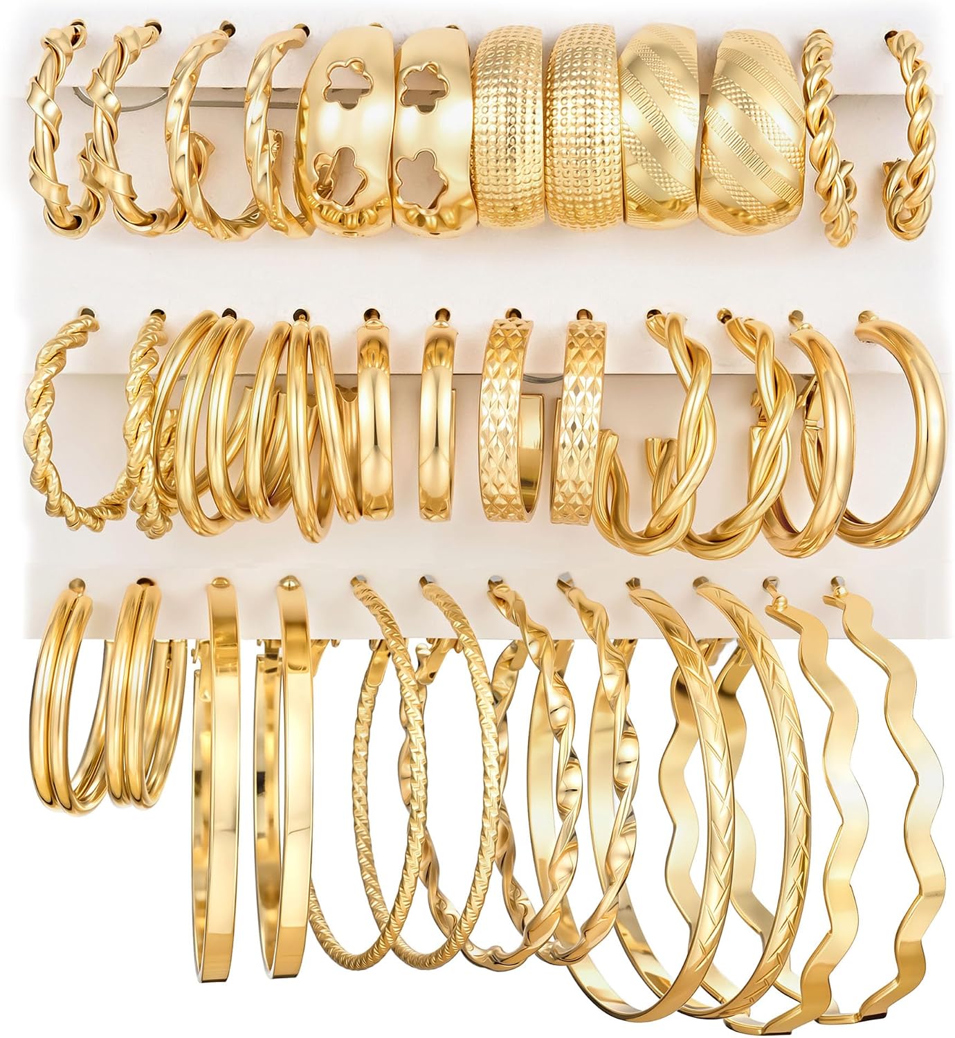 18 Pairs Assorted Gold Finish - Image 10