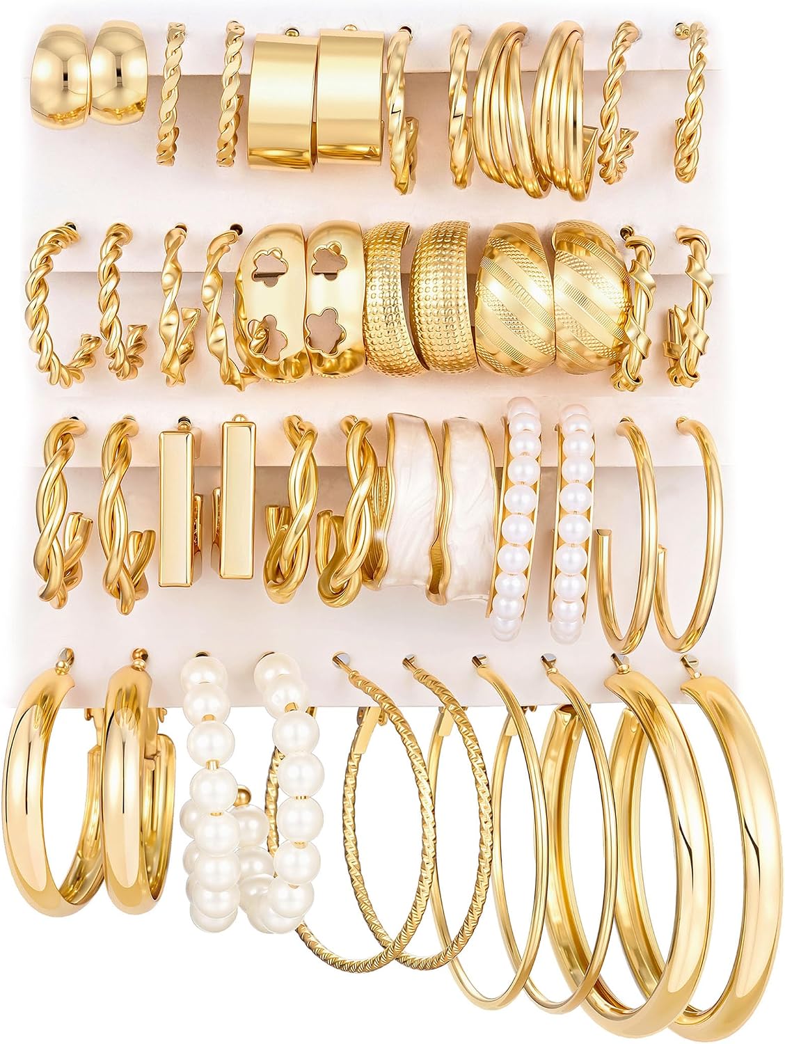 18 Pairs Assorted Gold Finish - Image 15