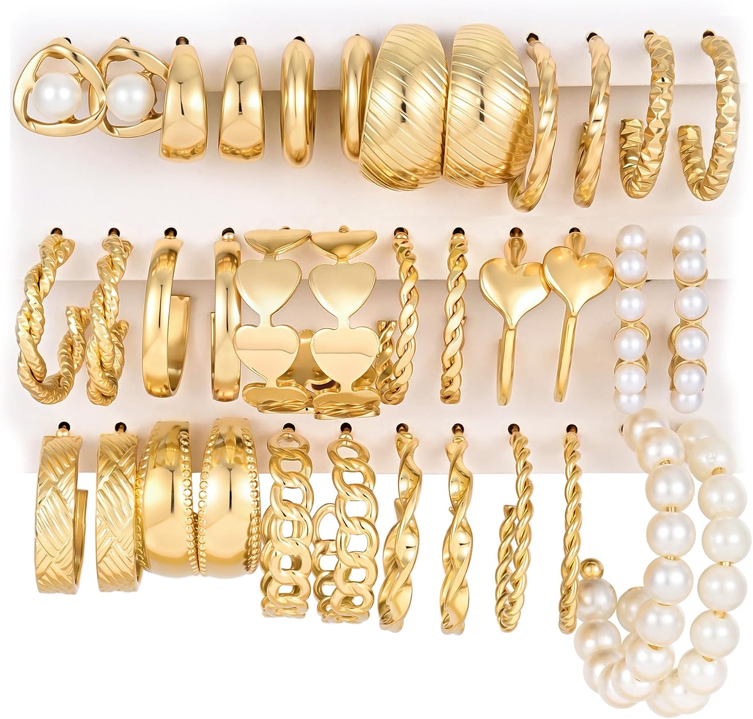 18 Pairs Assorted Gold Finish - Image 12