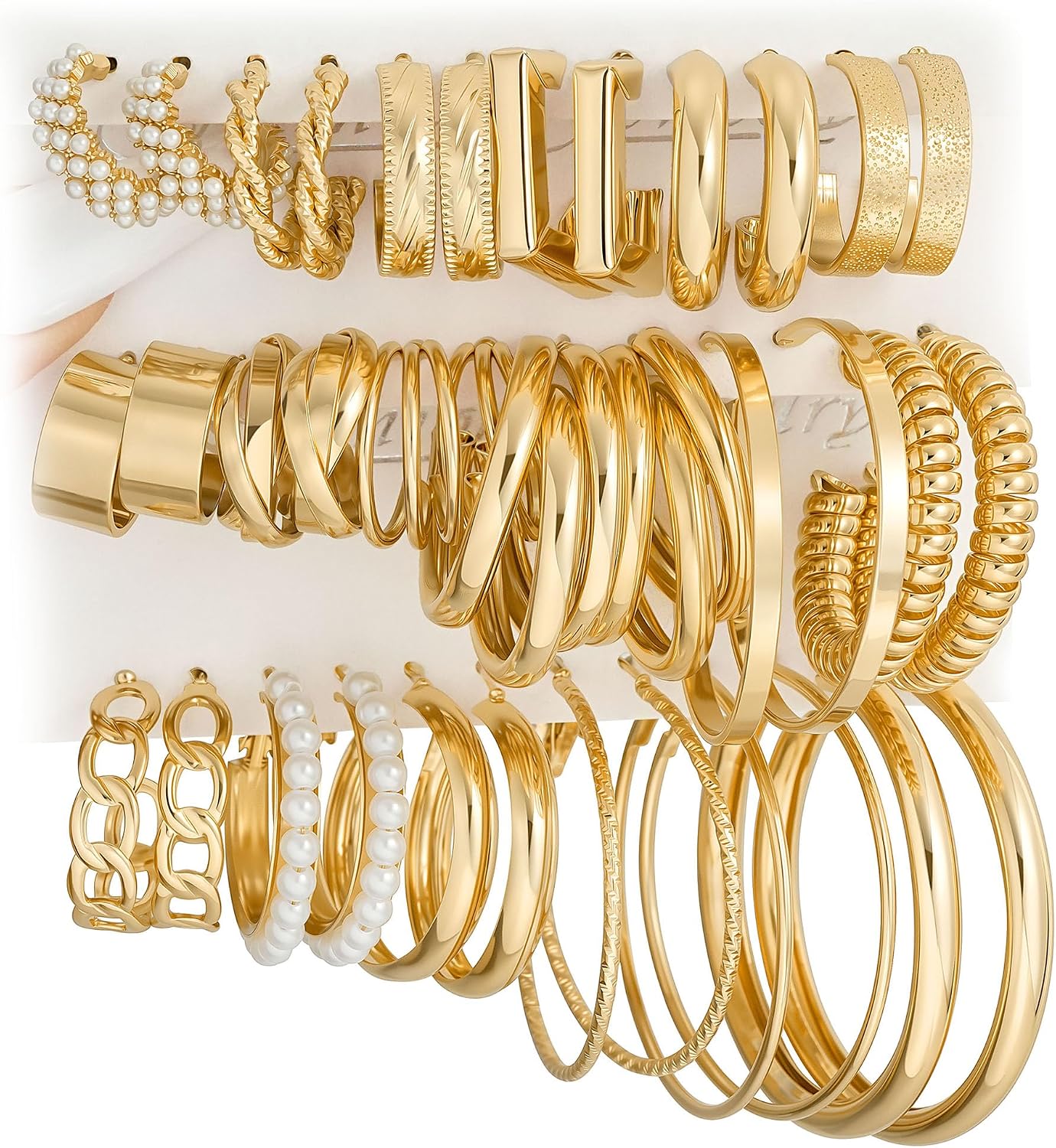 18 Pairs Assorted Gold Finish - Image 11
