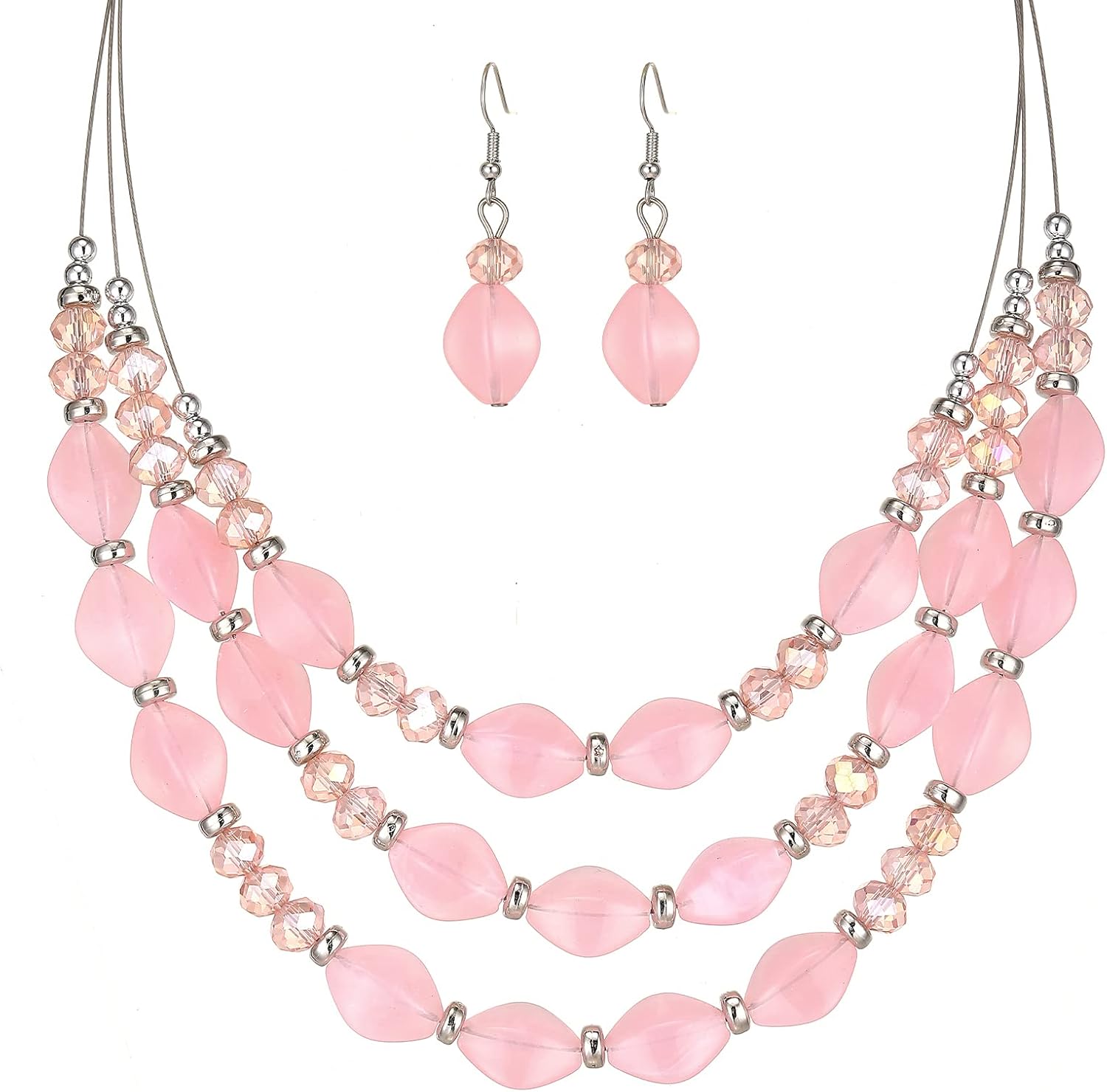 Blue Layered Beaded Necklace Set - Image 17
