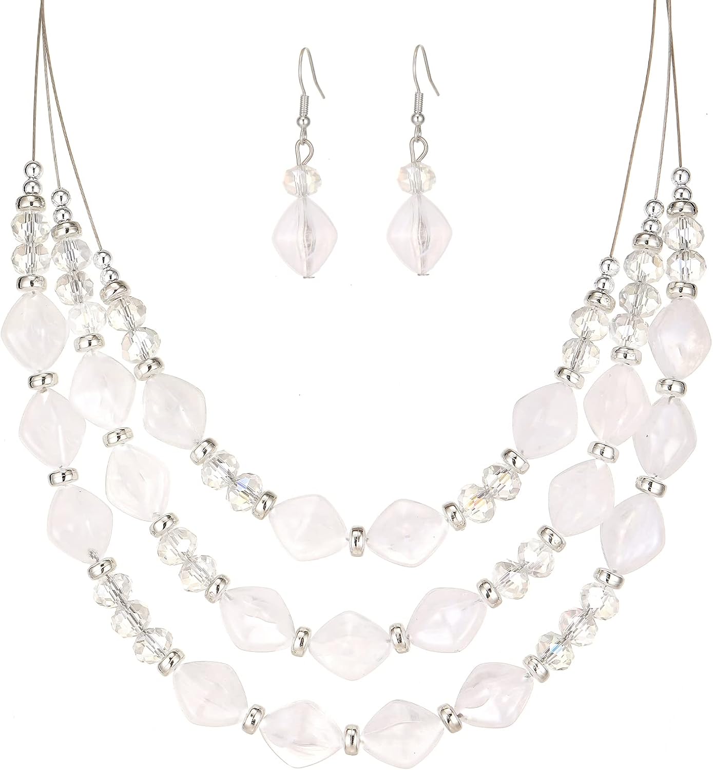 Blue Layered Beaded Necklace Set - Image 12