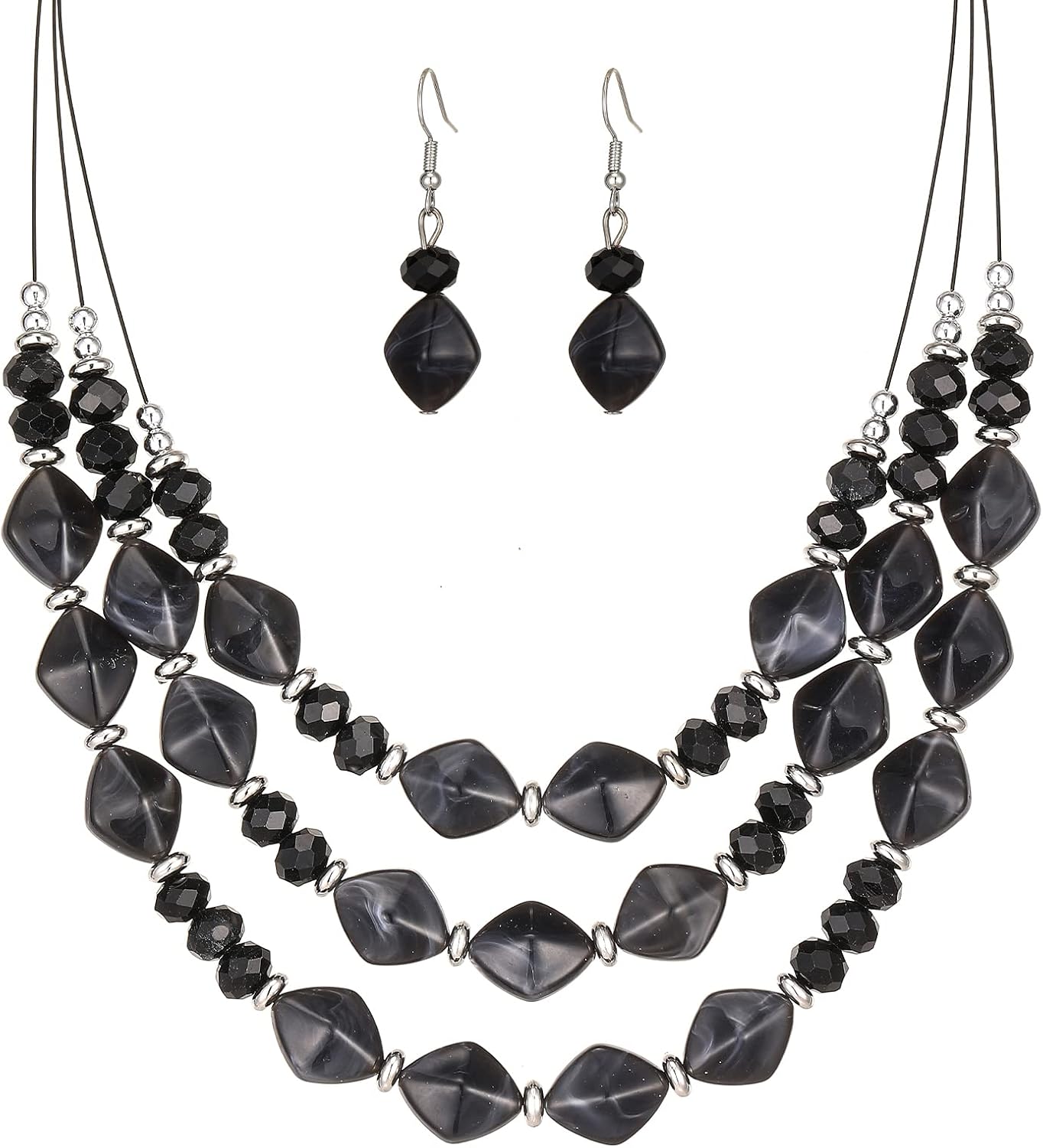 Blue Layered Beaded Necklace Set - Image 18