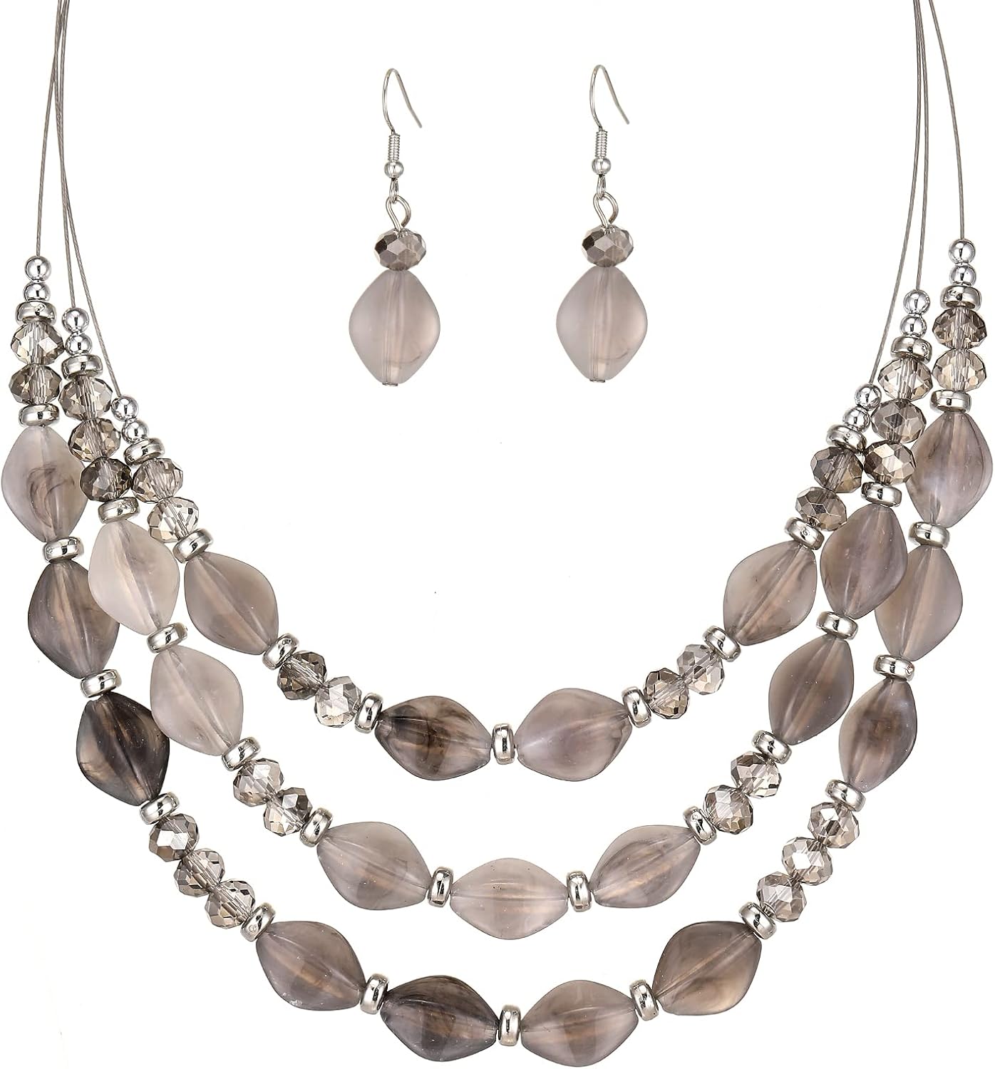 Blue Layered Beaded Necklace Set - Image 10