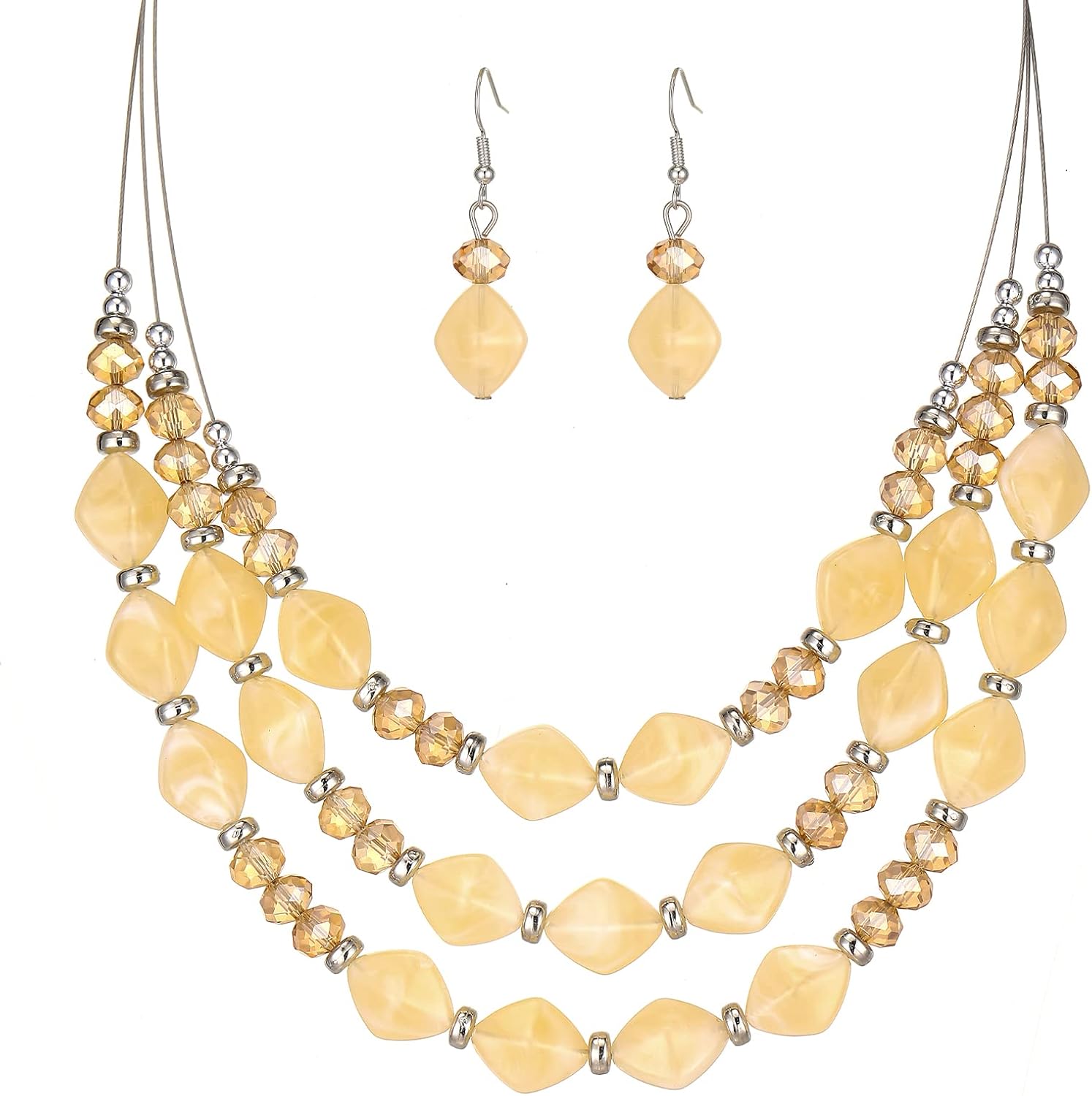 Blue Layered Beaded Necklace Set - Image 13