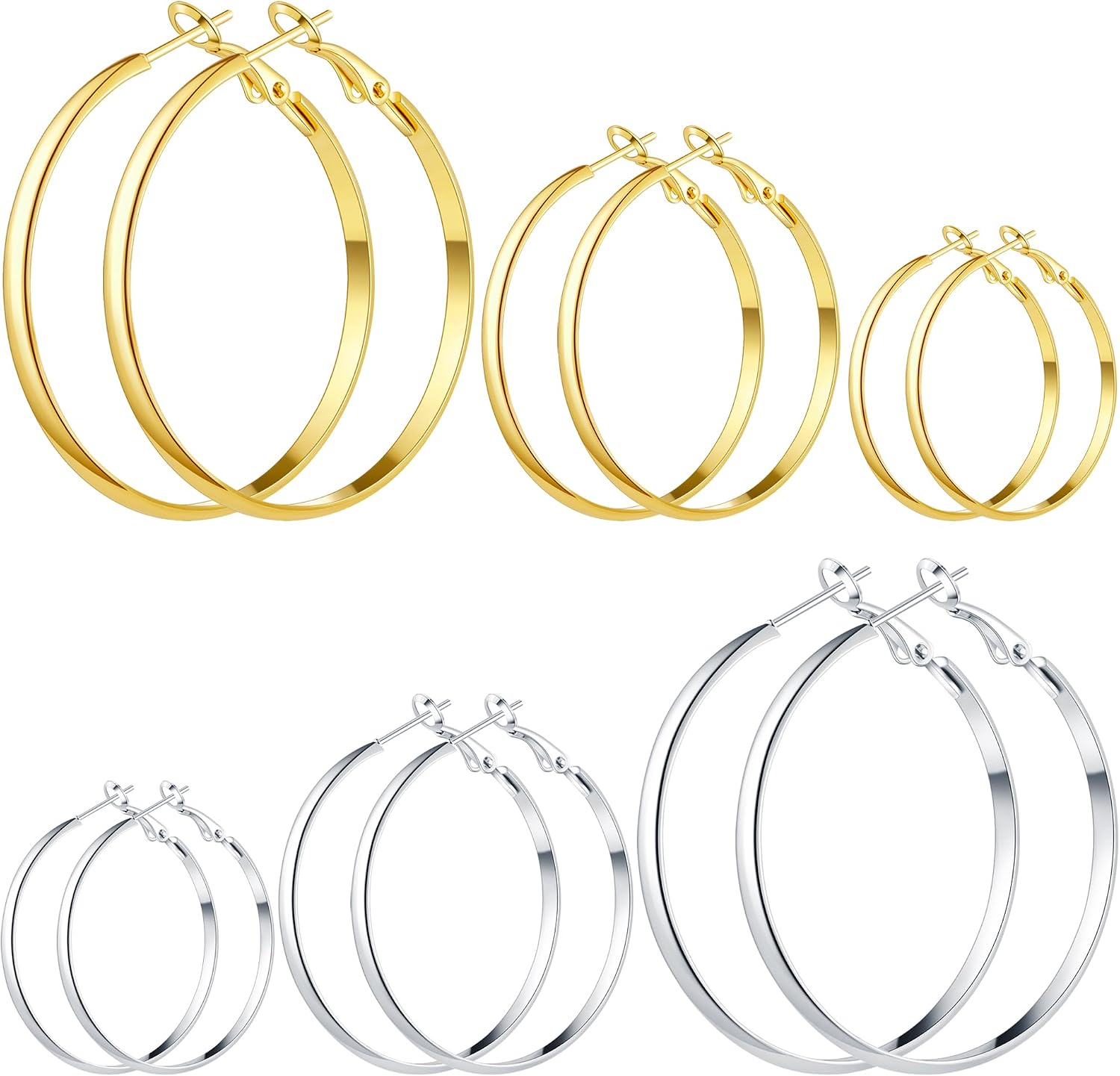 Assorted Hoop Earrings Set - 6 Pairs - Image 10