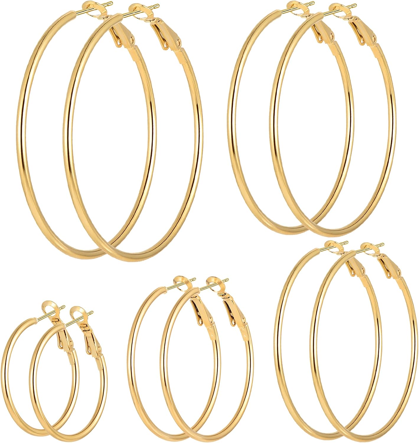 Assorted Hoop Earrings Set - 6 Pairs - Image 7