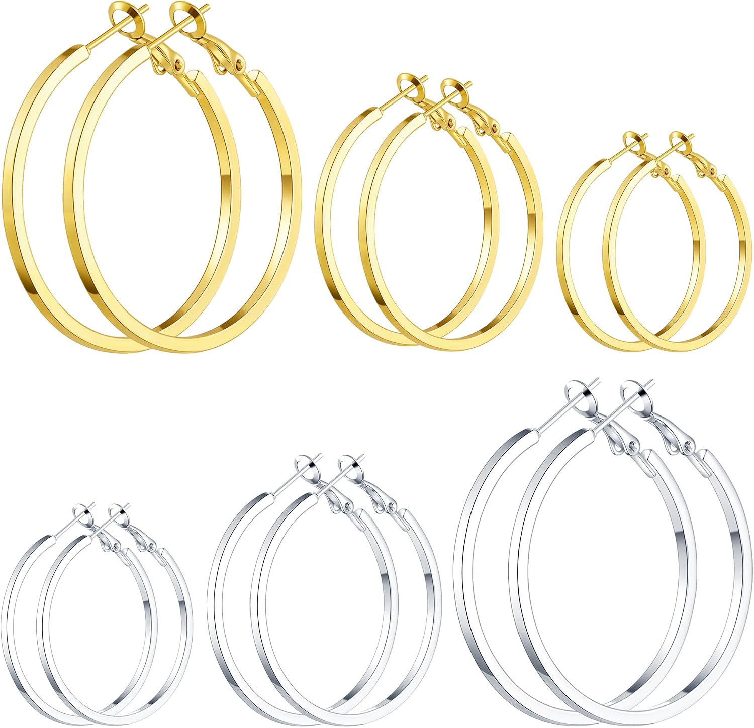 Assorted Hoop Earrings Set - 6 Pairs - Image 9