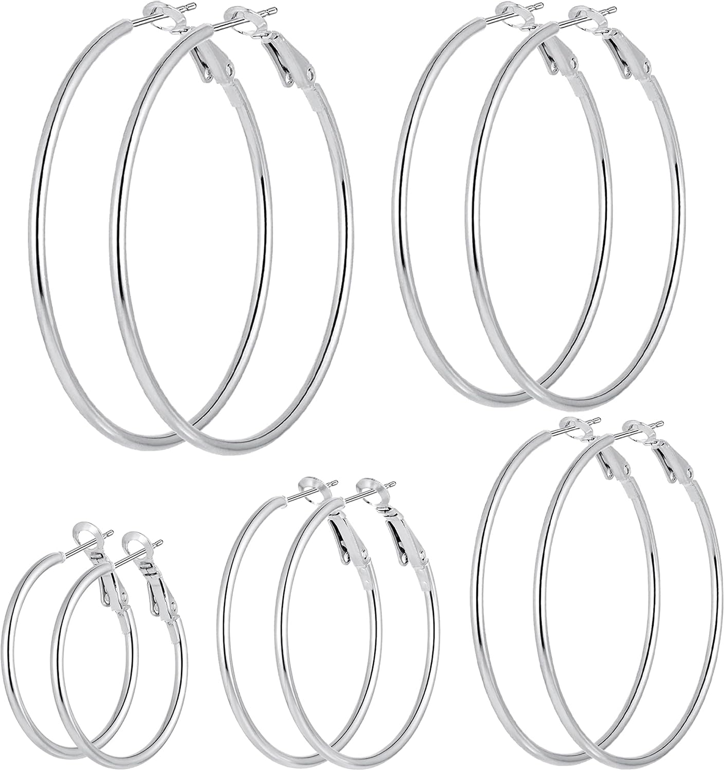 Assorted Hoop Earrings Set - 6 Pairs - Image 8