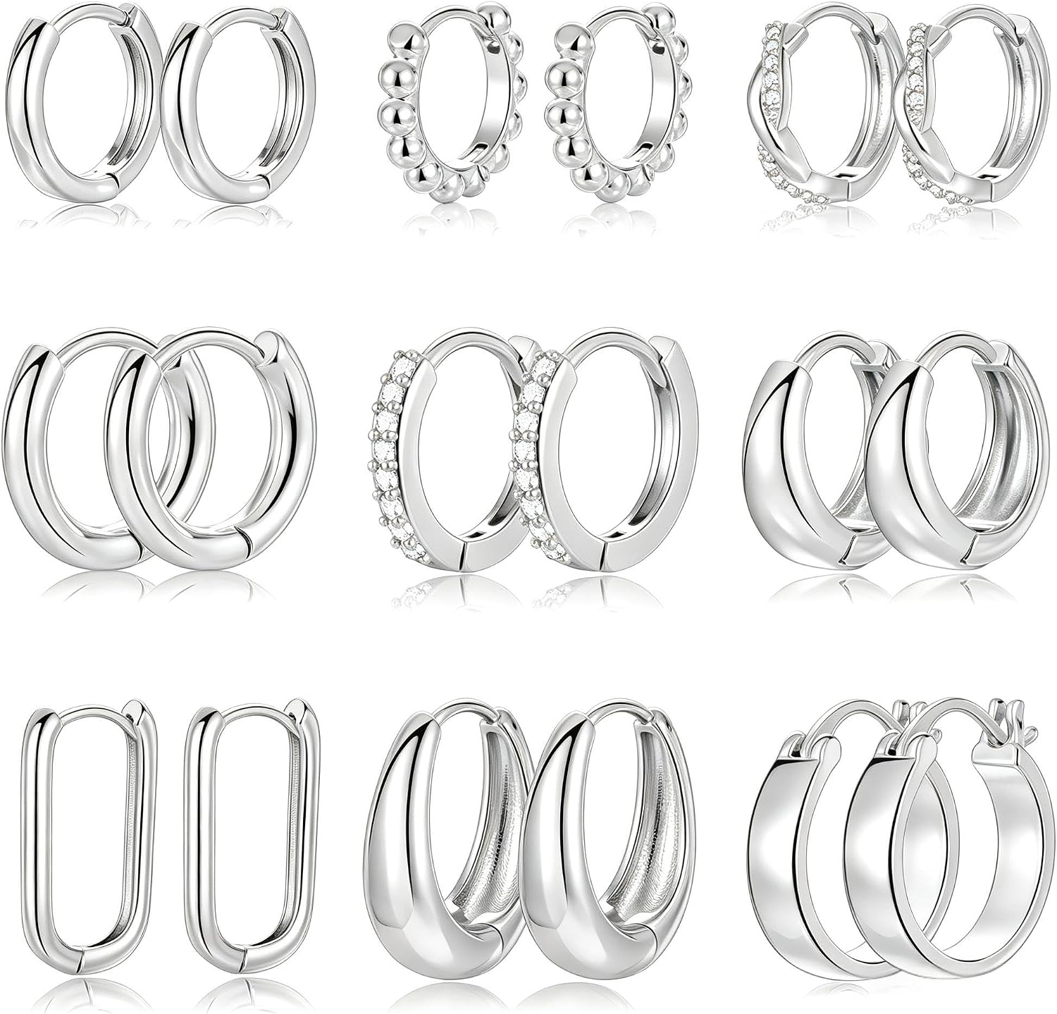 Nine Pairs Gold Finish Hoops - Image 10
