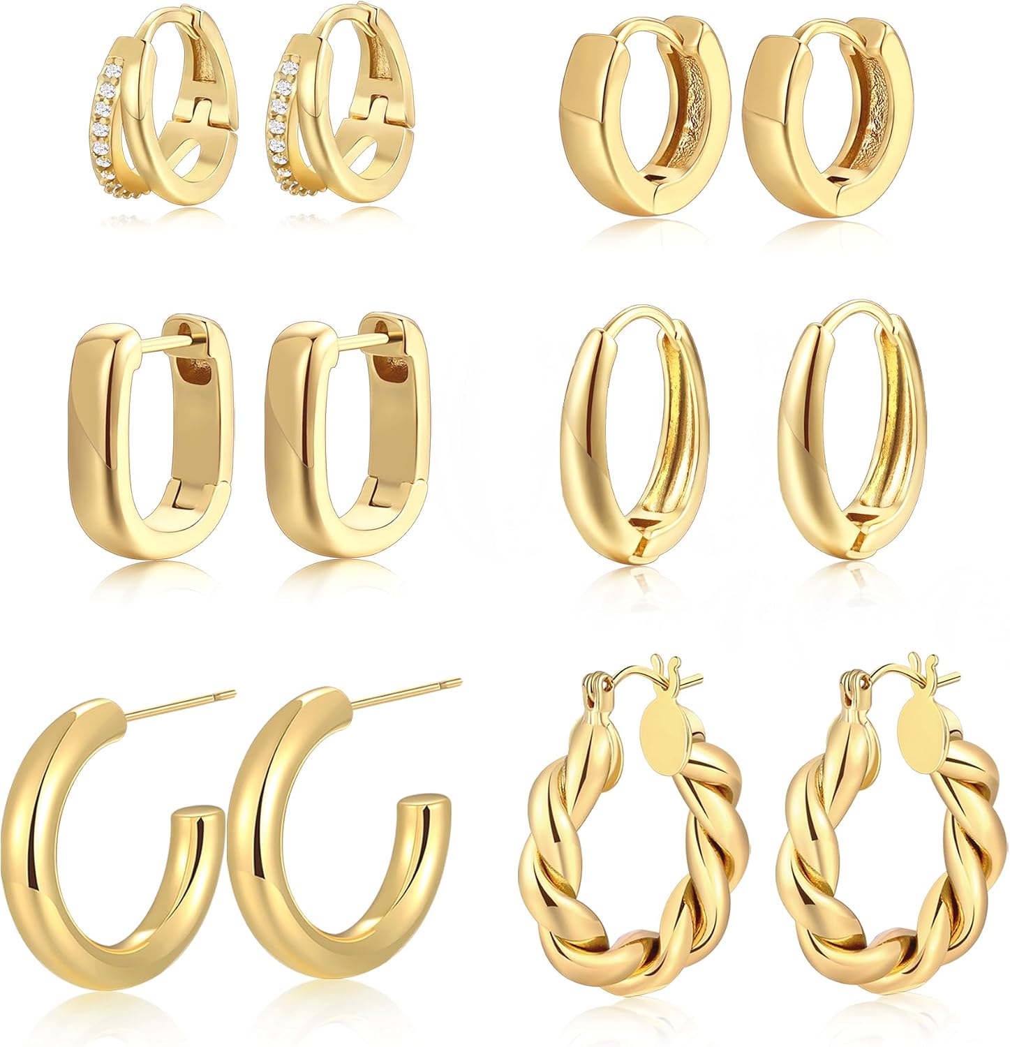 Nine Pairs Gold Finish Hoops - Image 7