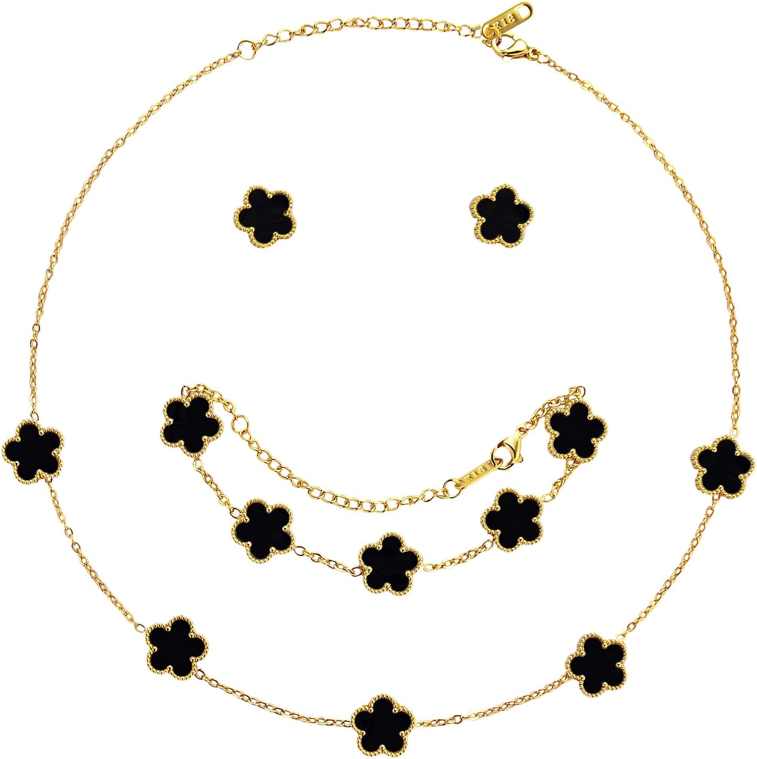 Gold Finish Clover Jewellery Set