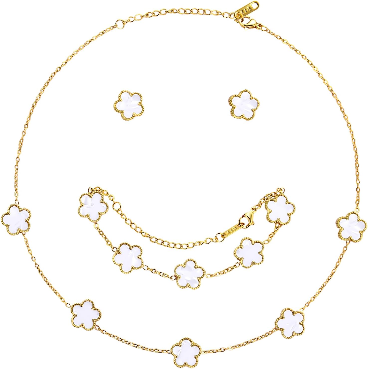 Gold Finish Clover Jewellery Set - Image 8