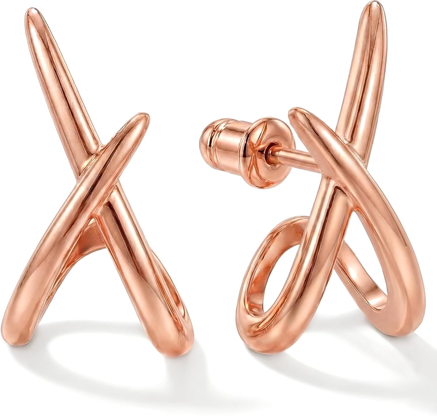 Gold Finish Crossover Earrings - Image 12