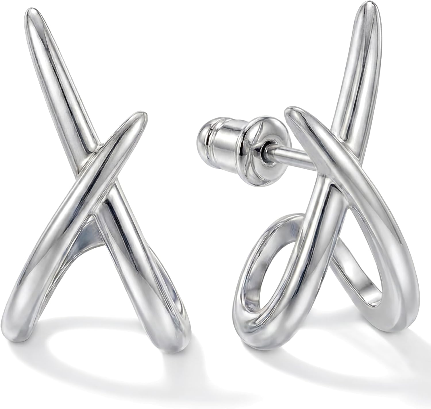 Gold Finish Crossover Earrings - Image 10