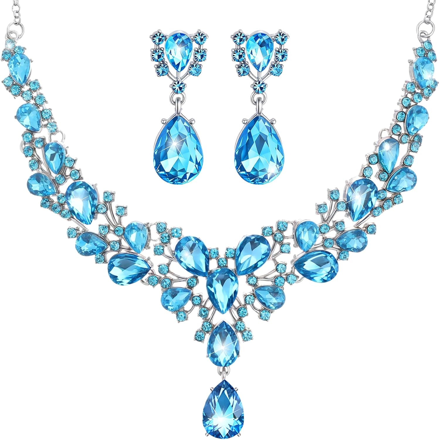 Clear Teardrop Stone Jewellery Set - Image 18