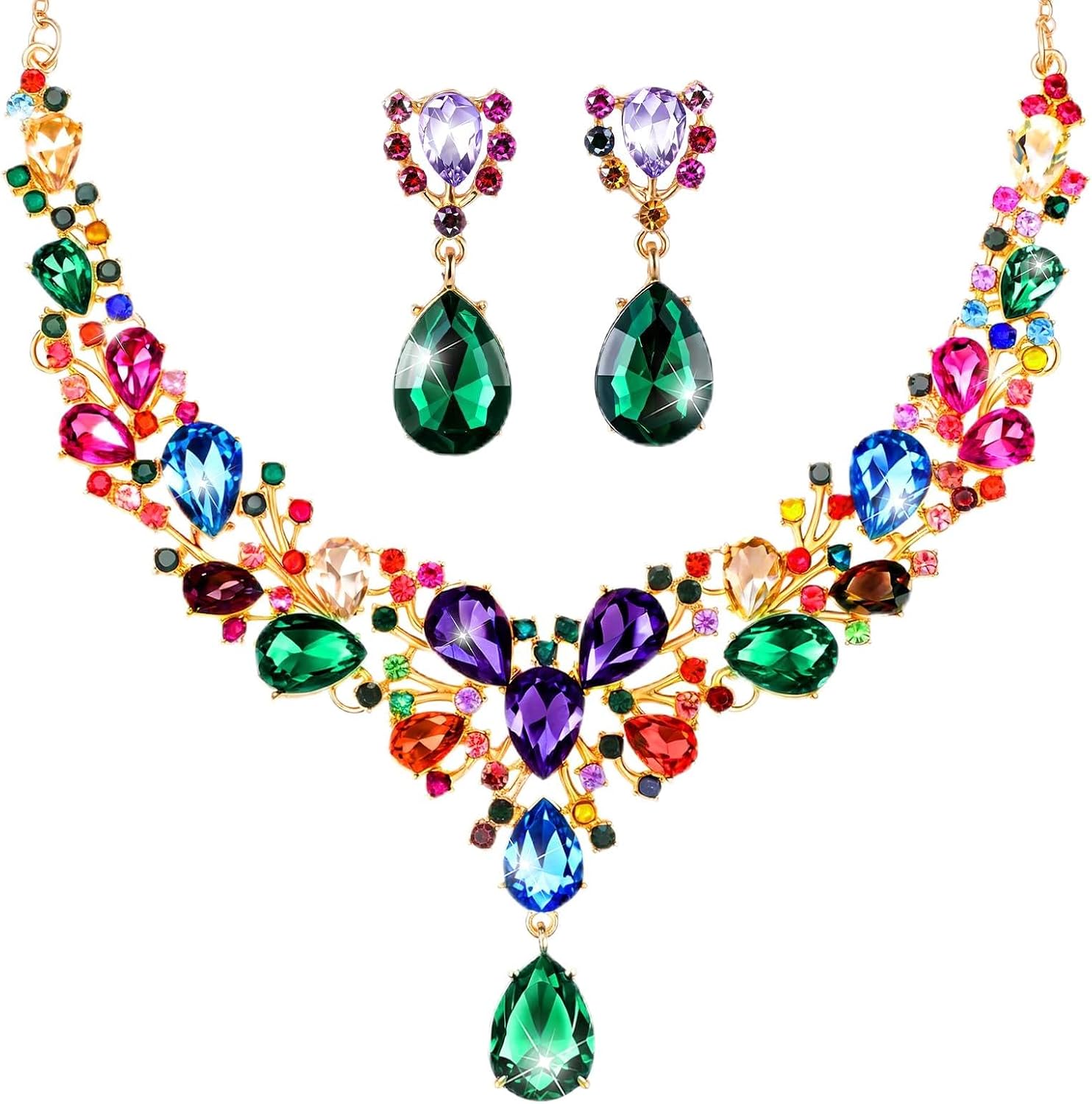 Clear Teardrop Stone Jewellery Set - Image 15