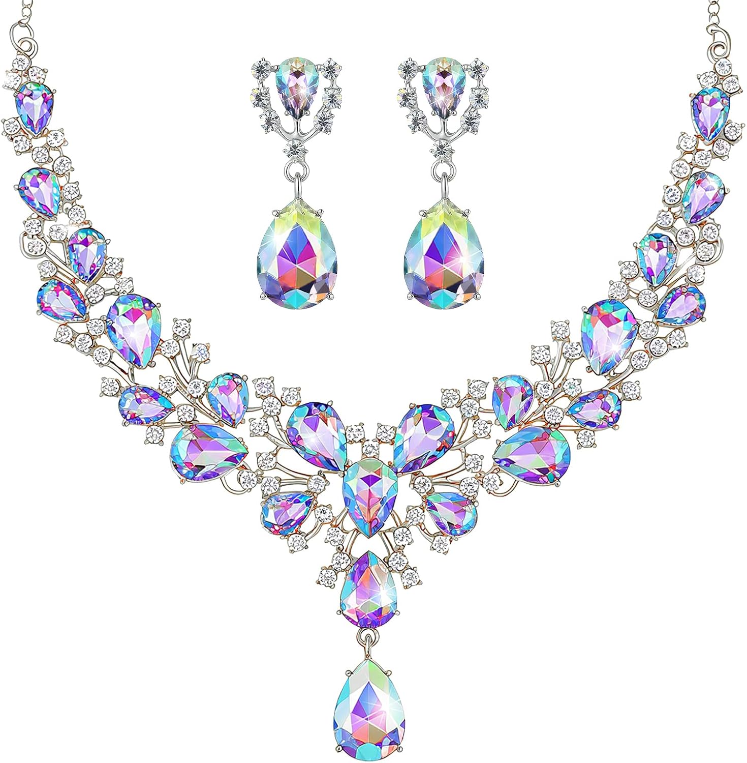 Clear Teardrop Stone Jewellery Set - Image 9