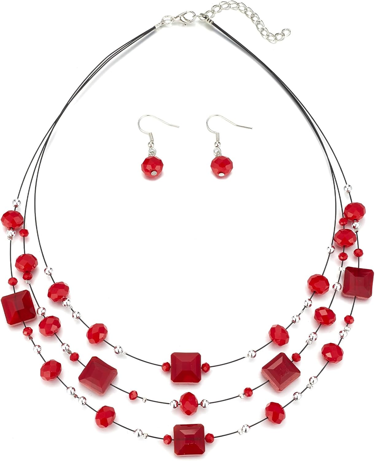 Grey Beaded Necklace Earring Set - Image 16