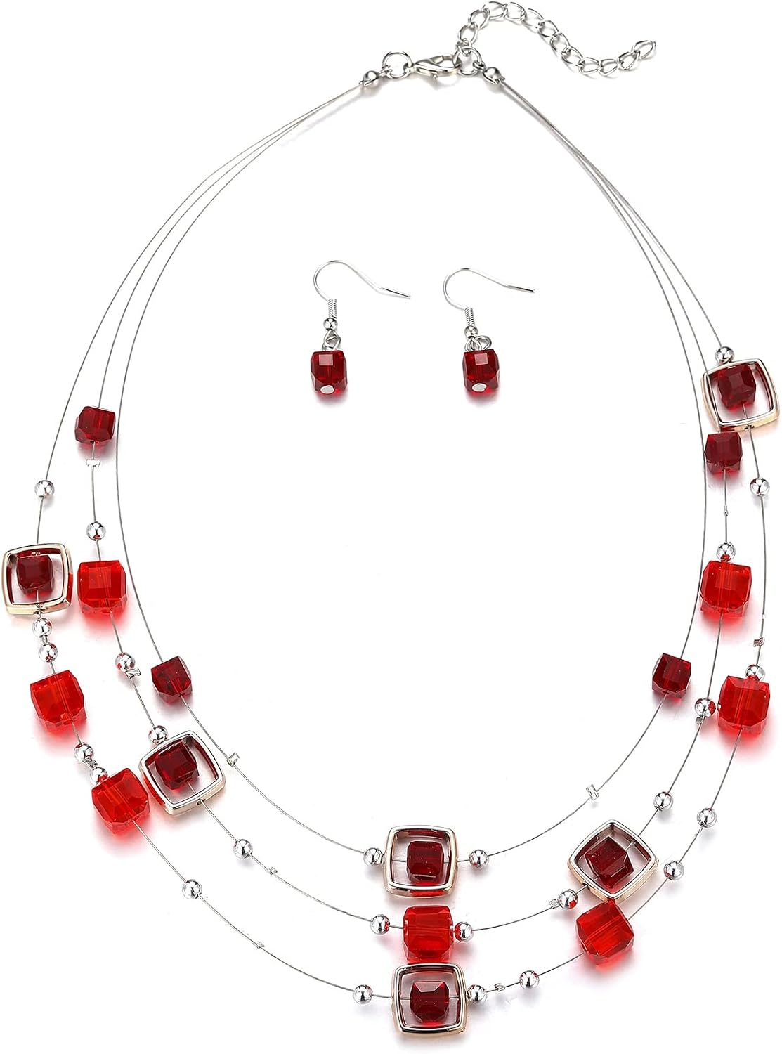 Grey Beaded Necklace Earring Set - Image 20