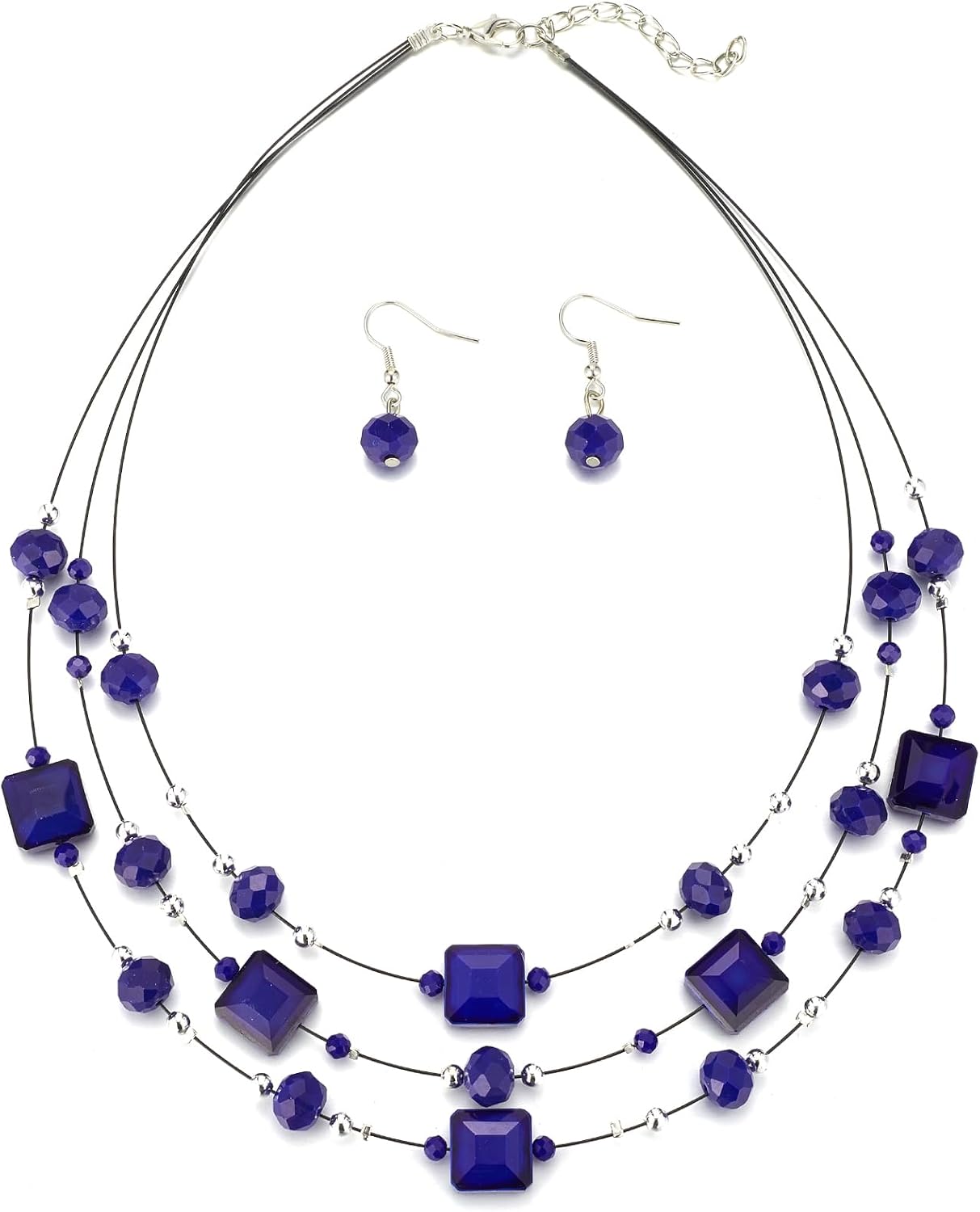 Grey Beaded Necklace Earring Set - Image 18