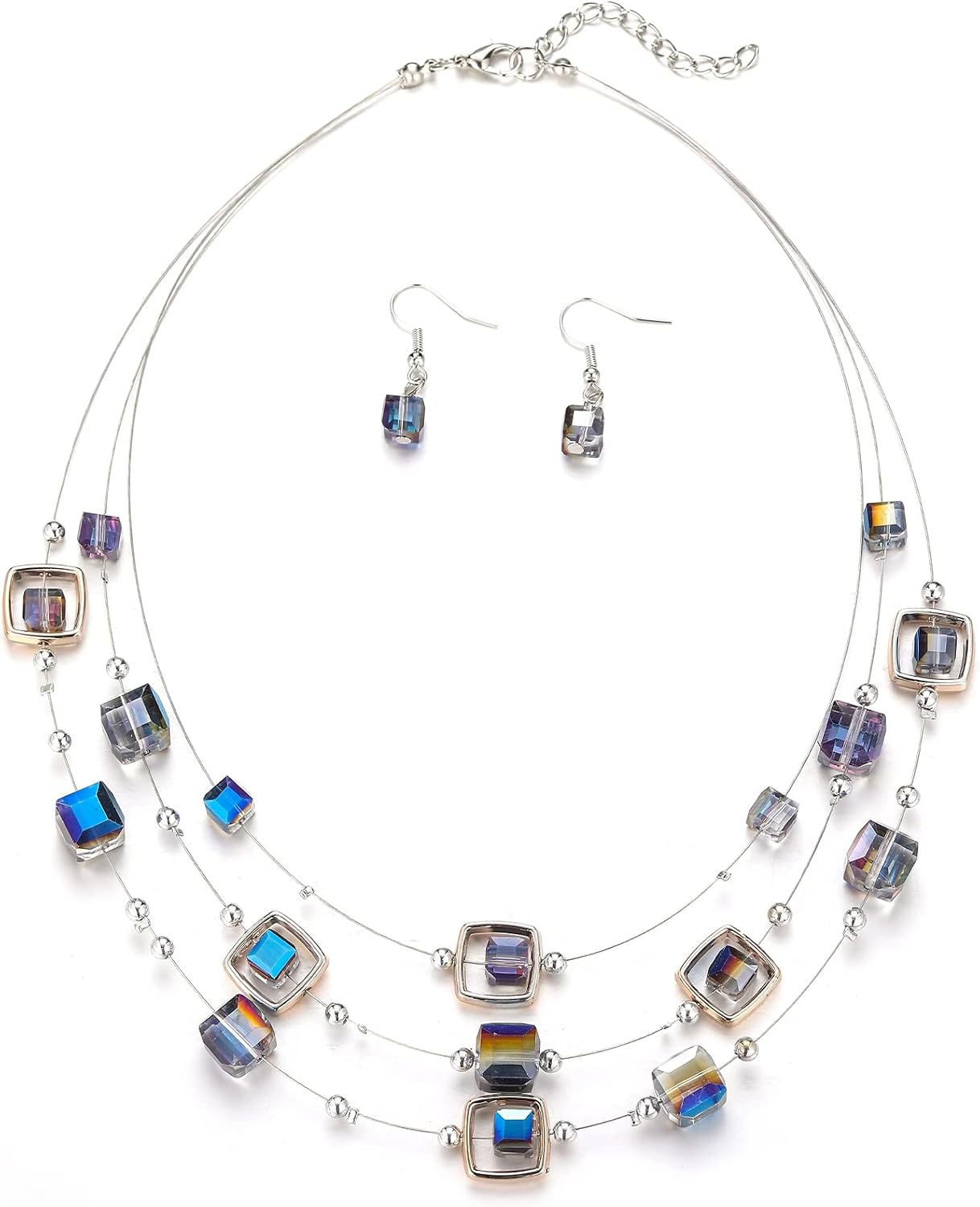Grey Beaded Necklace Earring Set - Image 19