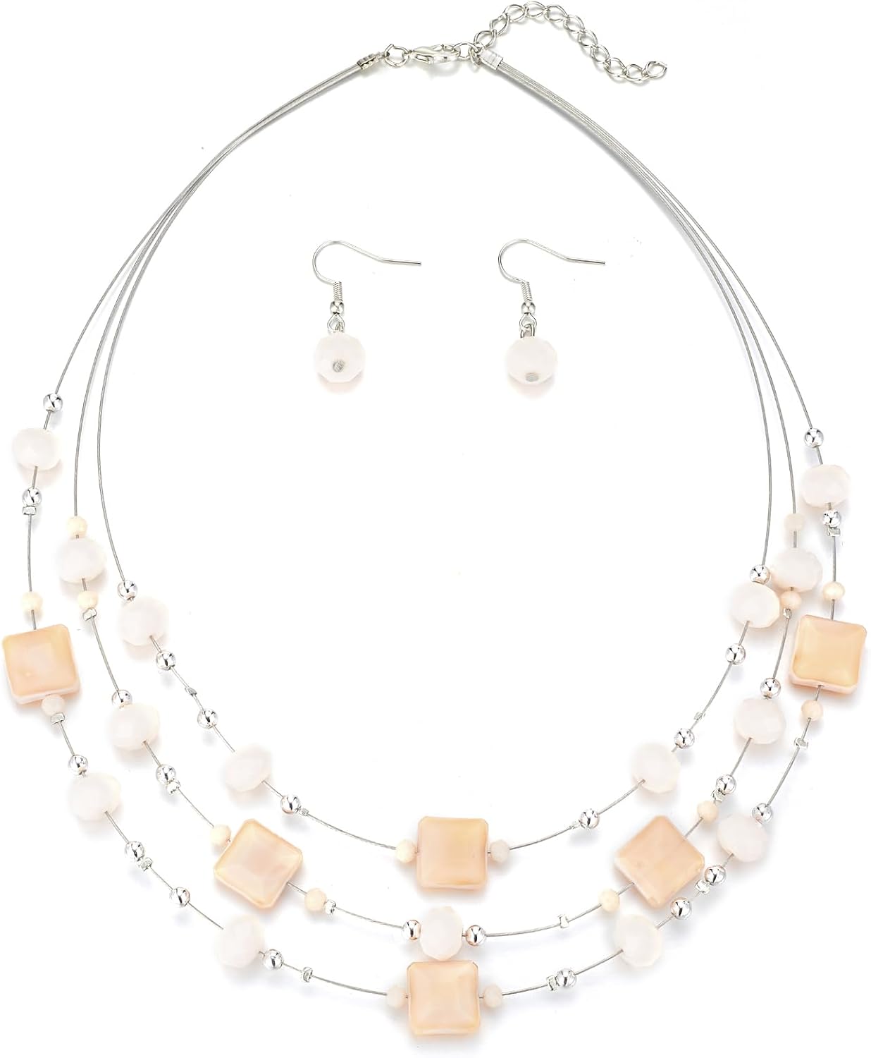 Grey Beaded Necklace Earring Set - Image 8