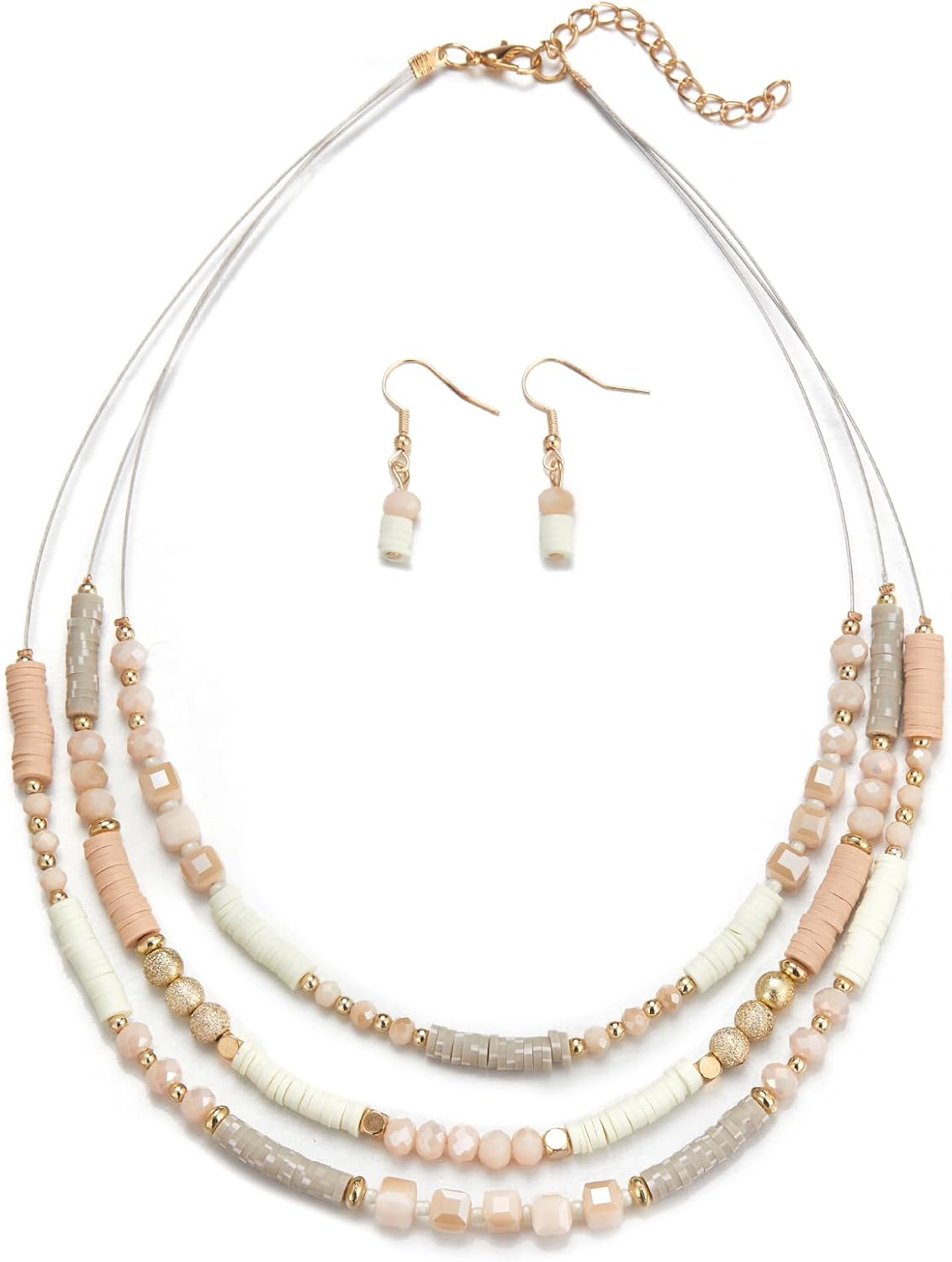 Grey Beaded Necklace Earring Set - Image 21