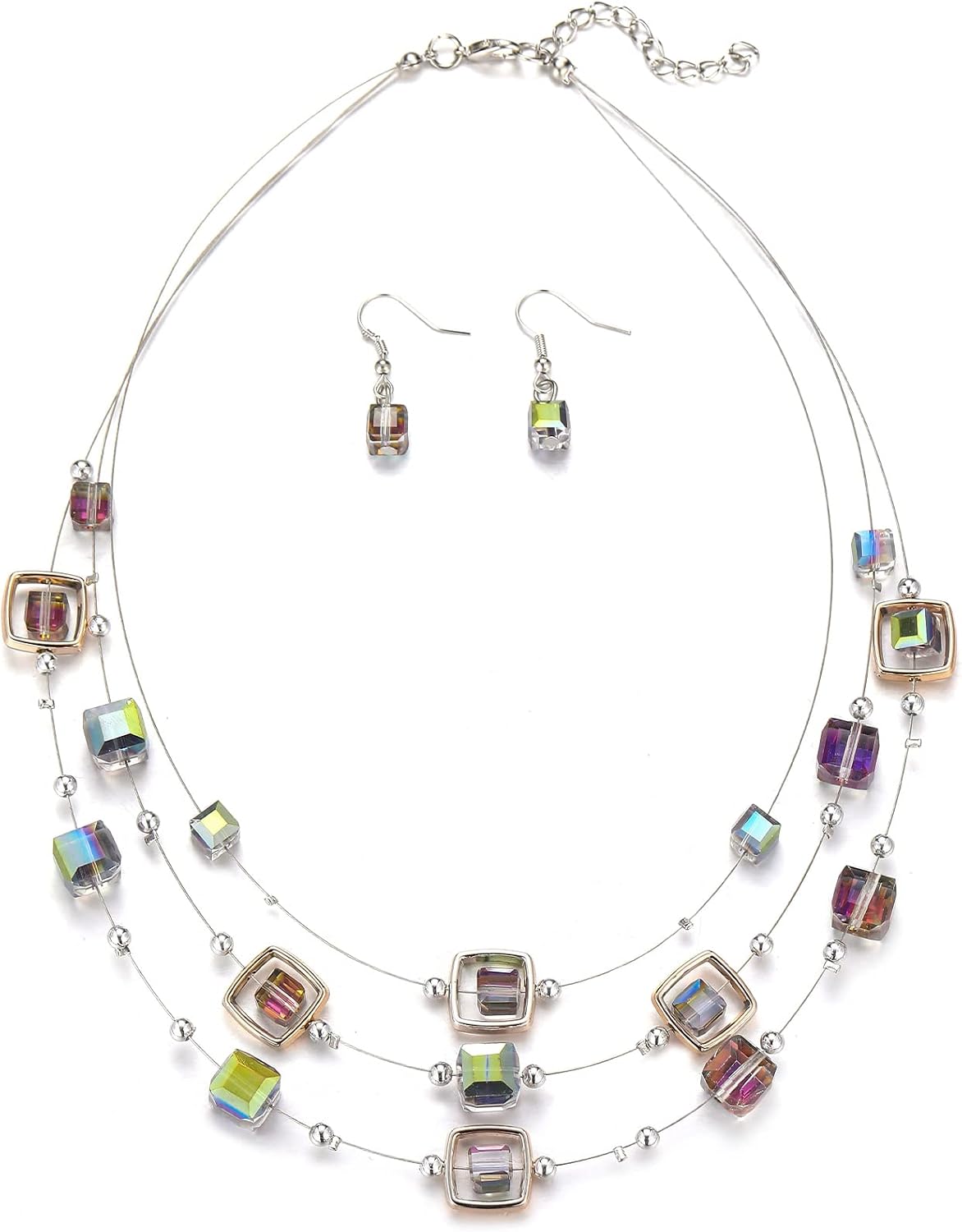Grey Beaded Necklace Earring Set - Image 15