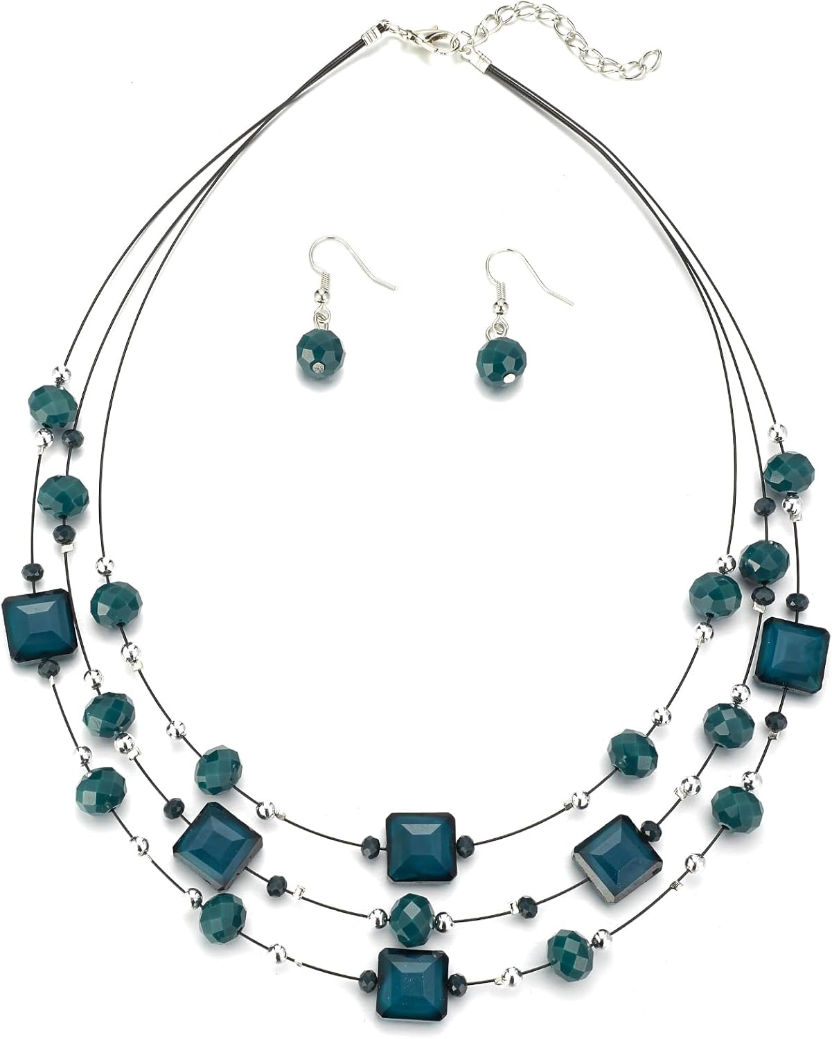 Grey Beaded Necklace Earring Set - Image 12