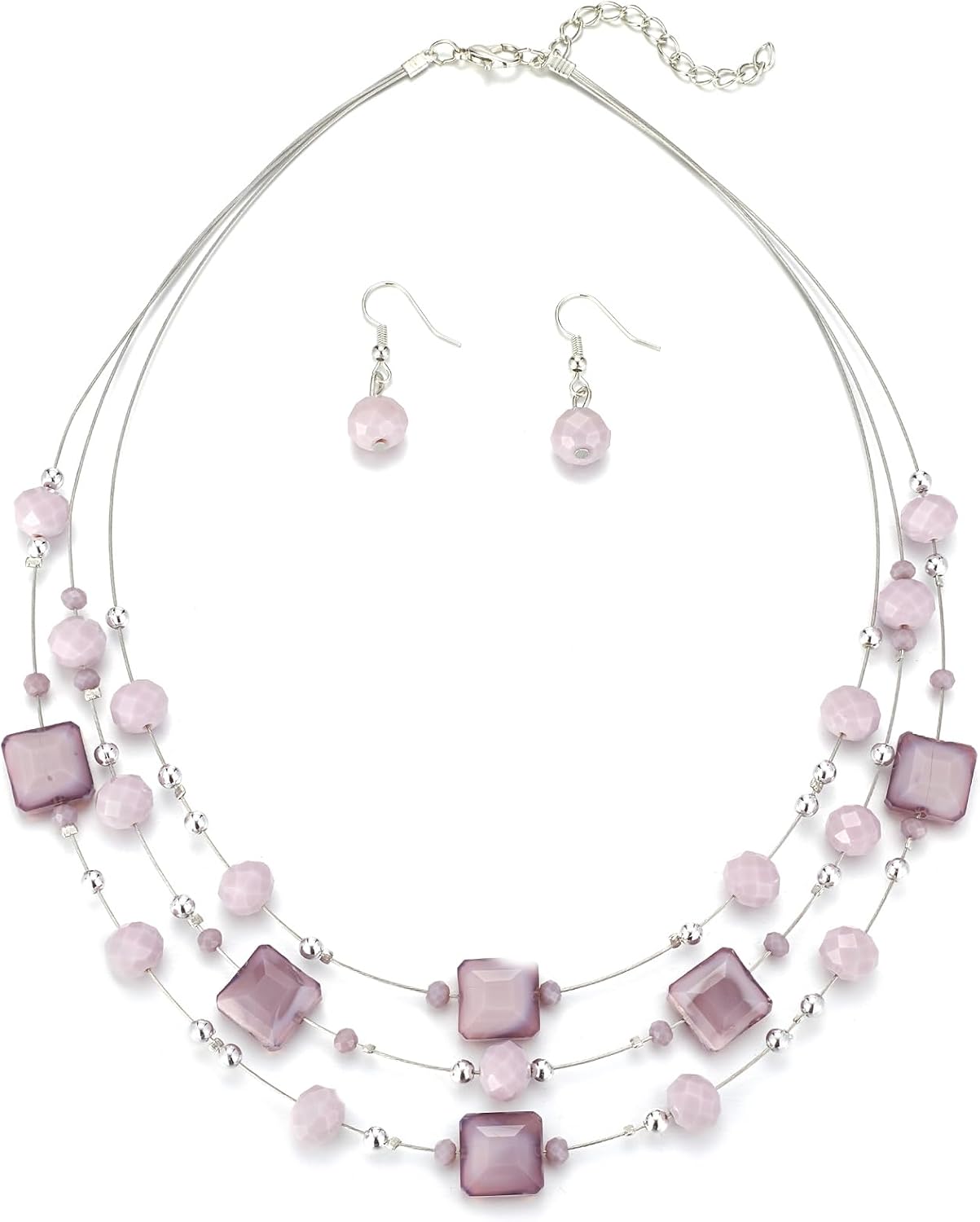 Grey Beaded Necklace Earring Set - Image 7