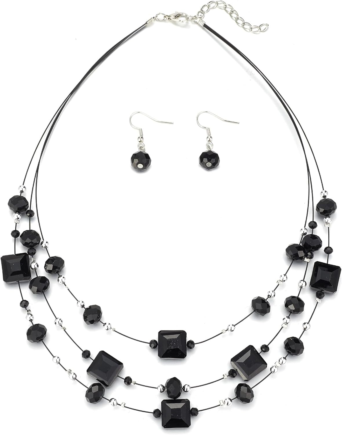 Grey Beaded Necklace Earring Set - Image 9
