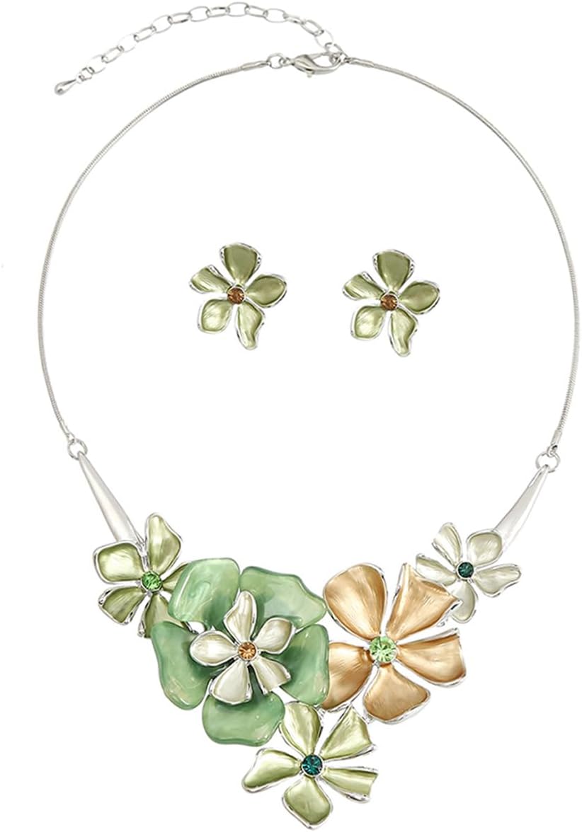 Multi-Tone Floral Necklace and - Image 10