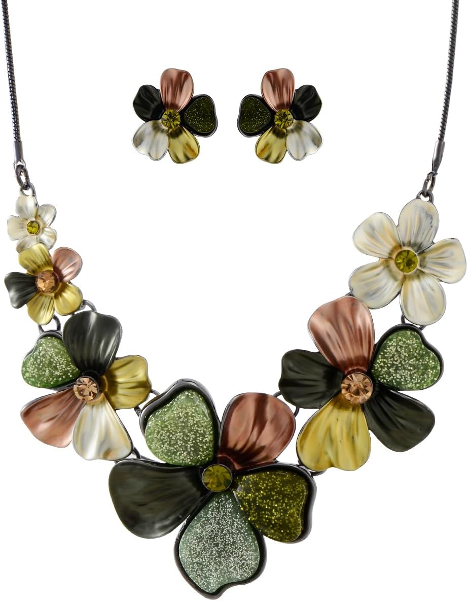 Multi-Tone Floral Necklace and