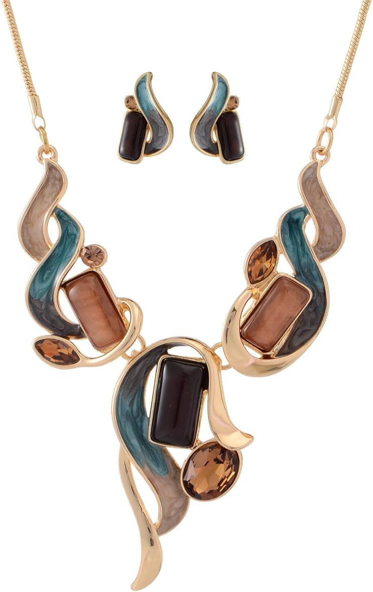 Multi-Tone Floral Necklace and - Image 34