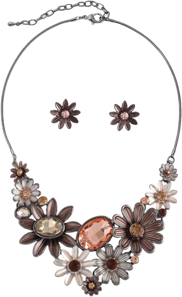 Multi-Tone Floral Necklace and - Image 9