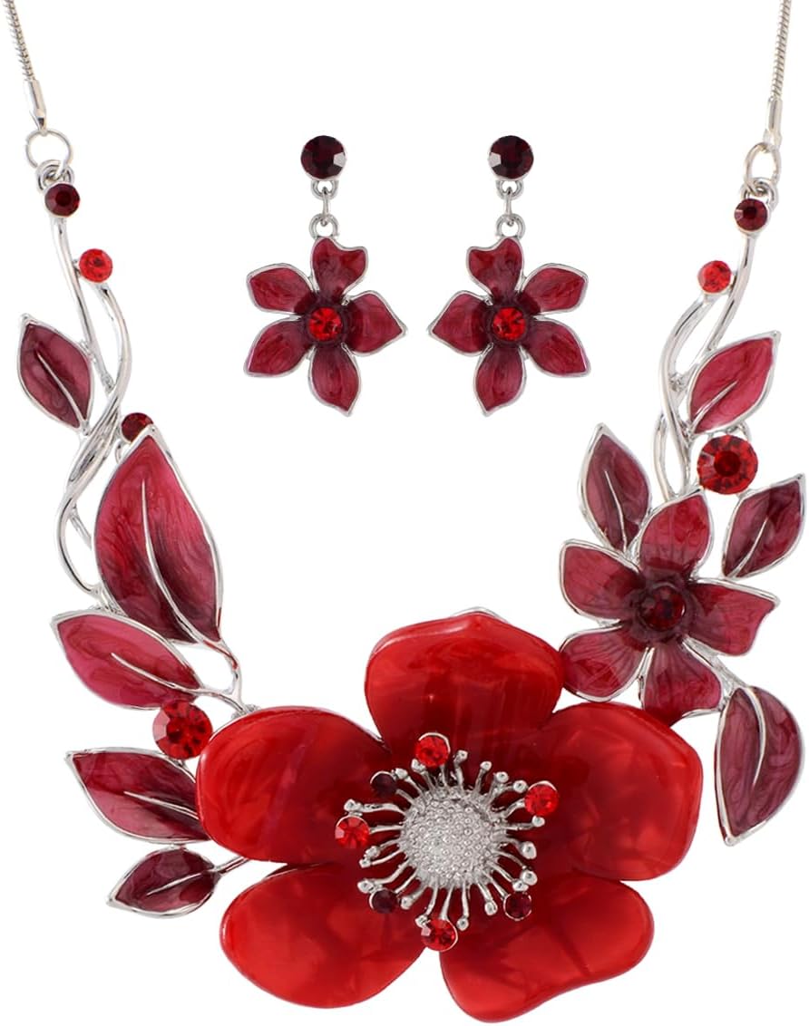 Red Petal Jewellery Set