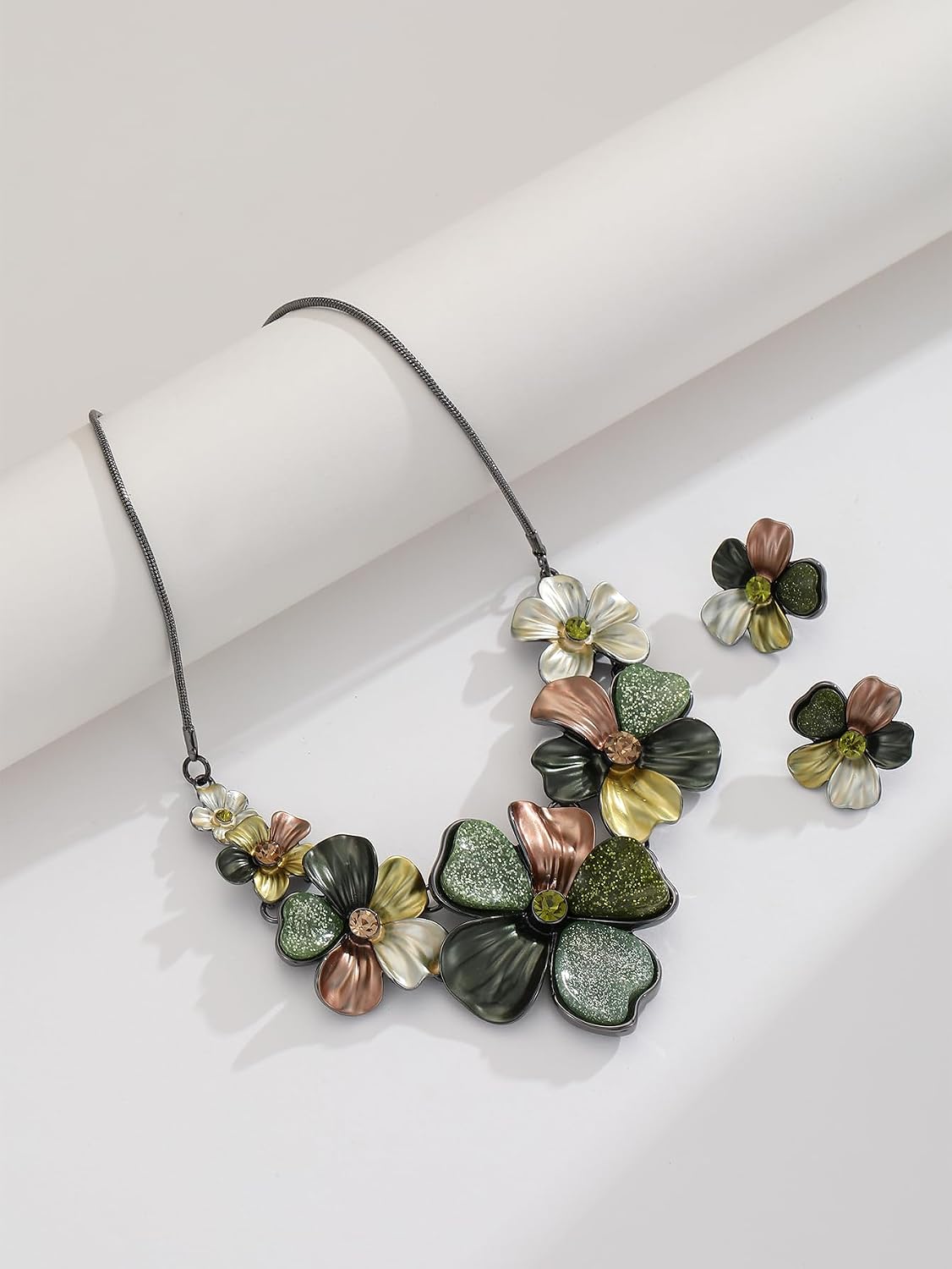 Multi-Tone Floral Necklace and - Image 8