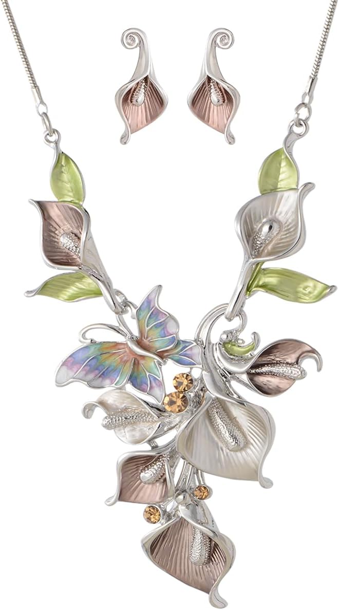 Multi-Tone Floral Necklace and - Image 16