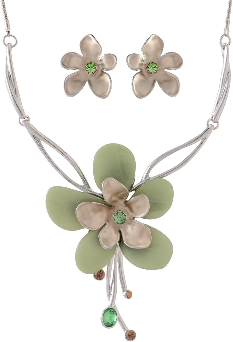 Multi-Tone Floral Necklace and - Image 18