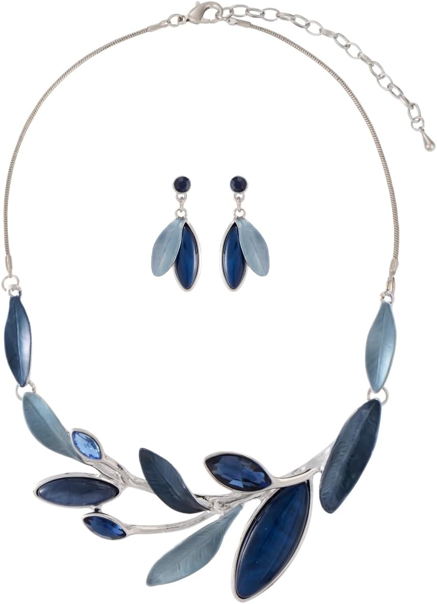 Blue Leaf Motif Jewellery Set