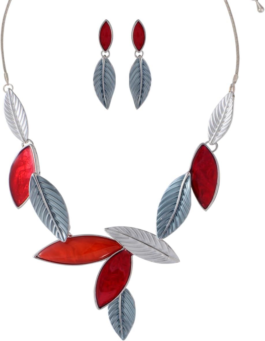 Blue Leaf Motif Jewellery Set - Image 18