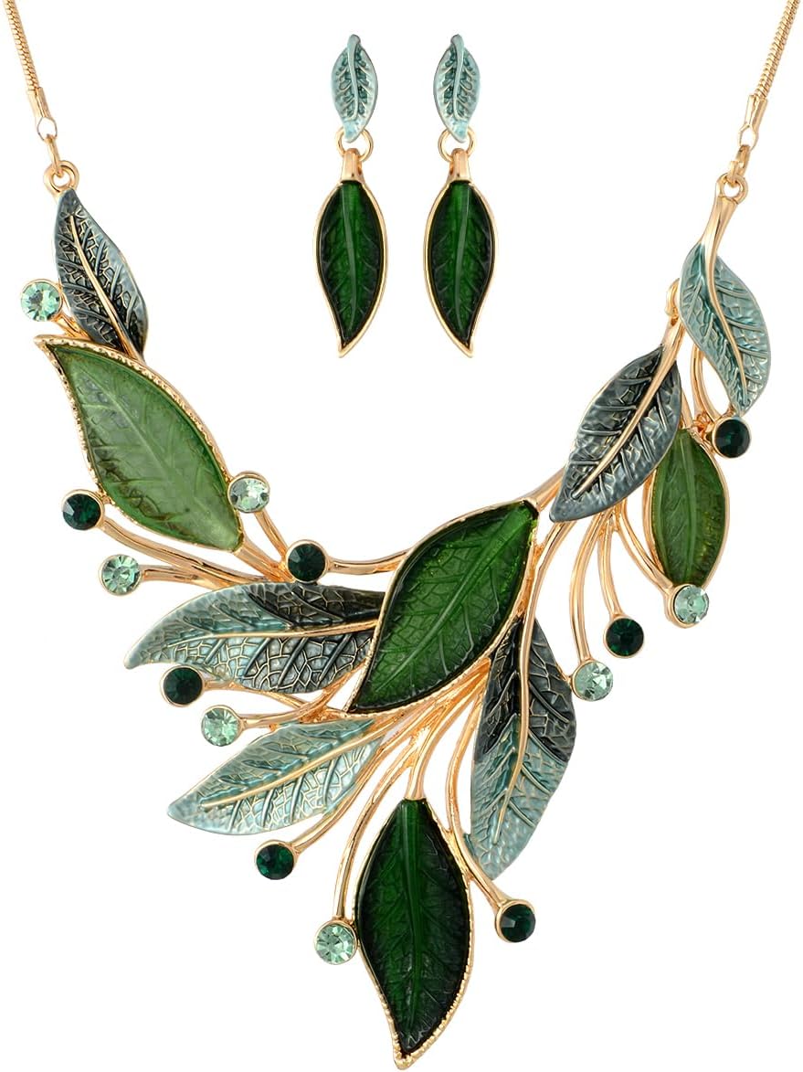 Blue Leaf Motif Jewellery Set - Image 13