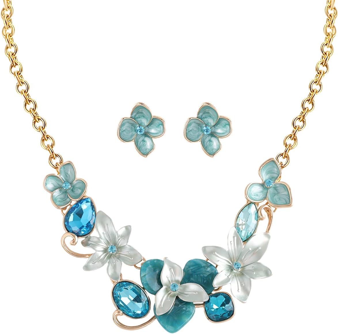 Blue Leaf Motif Jewellery Set - Image 11