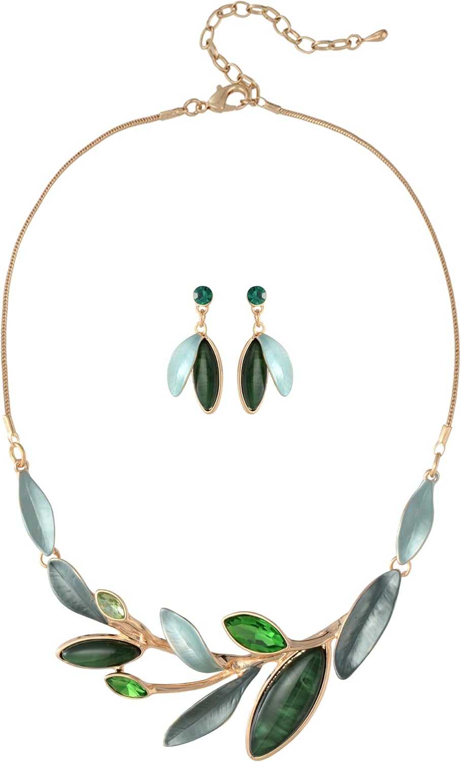 Blue Leaf Motif Jewellery Set - Image 23