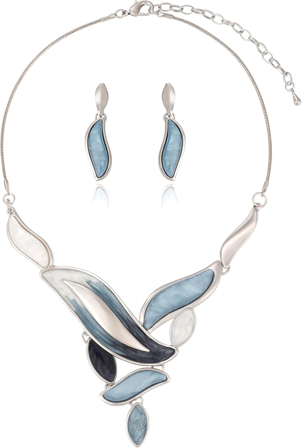 Blue Leaf Motif Jewellery Set - Image 17