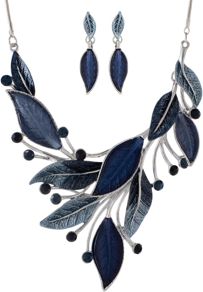 Blue Leaf Motif Jewellery Set - Image 37