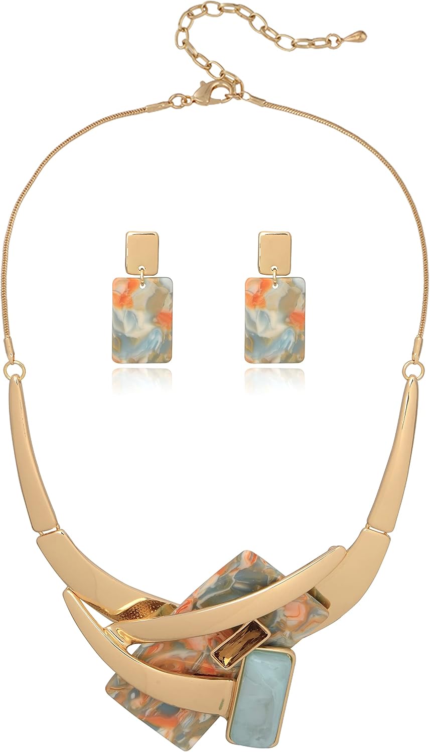 Blue Leaf Motif Jewellery Set - Image 29